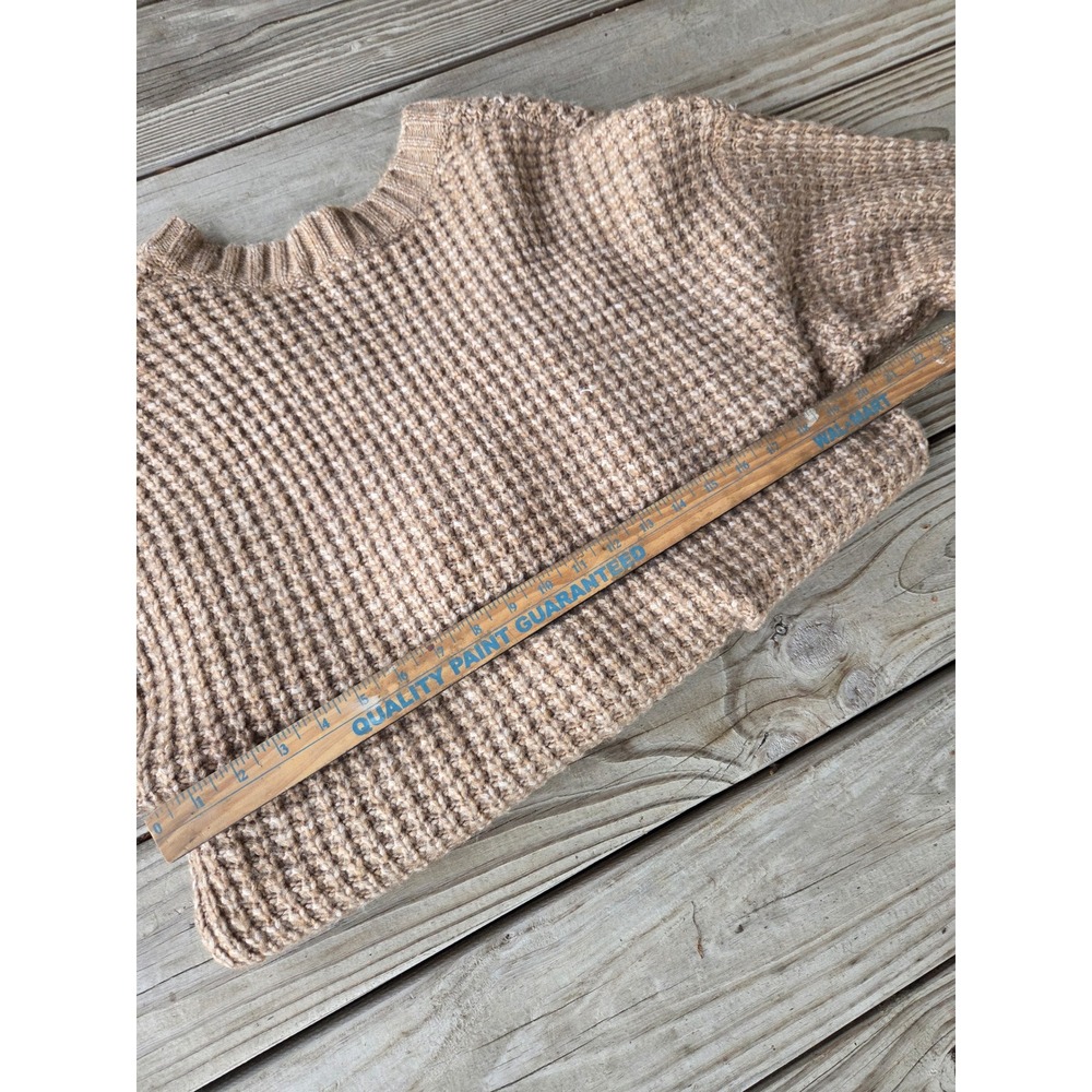 American Eagle Oversized V-Neck Sweater Tan Brown Chunky Knit Womens XS - Picture 7 of 7